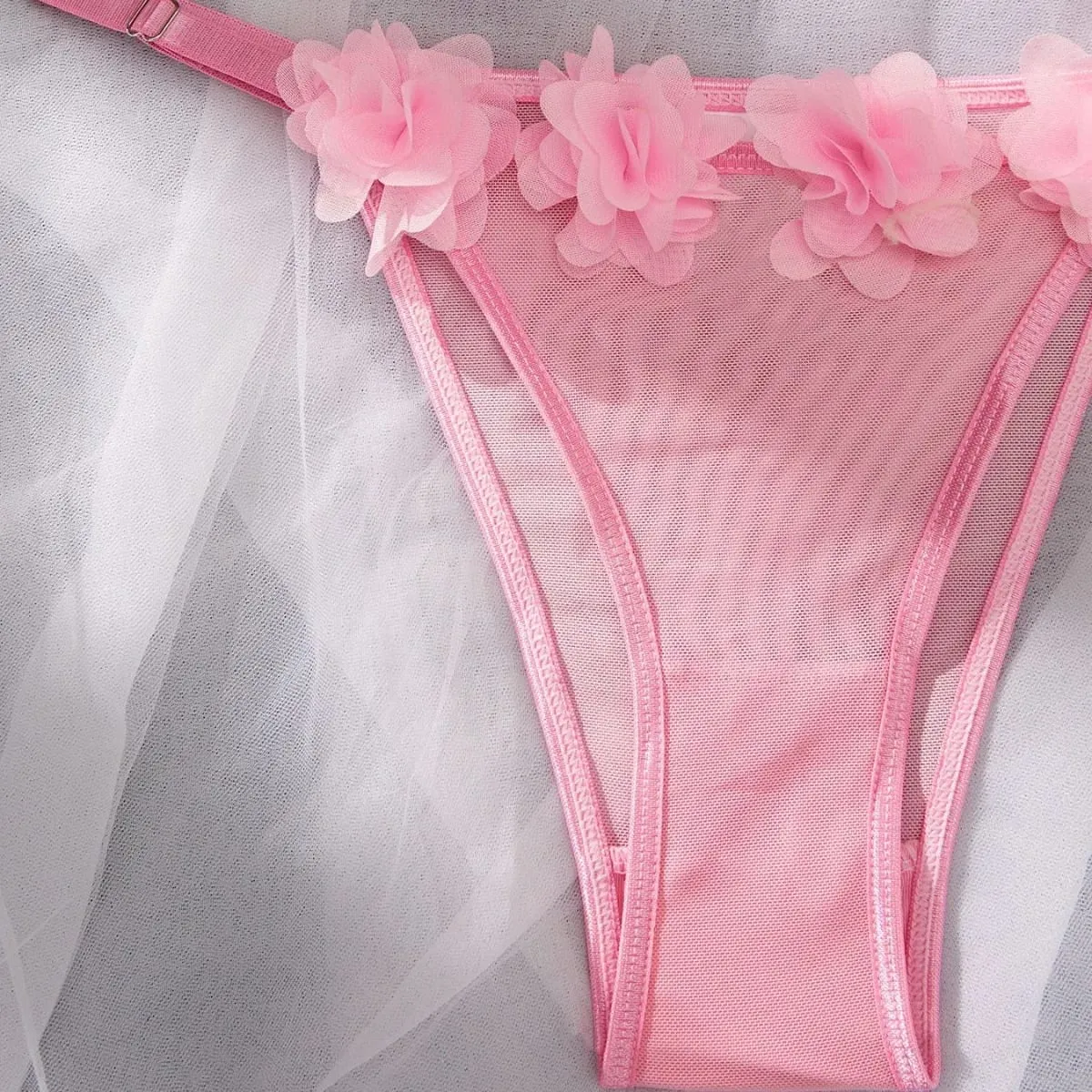 Bow tie straps gathered lingerie panty suit Slim no buckle small breasts show large bra love set underwear female — image 3