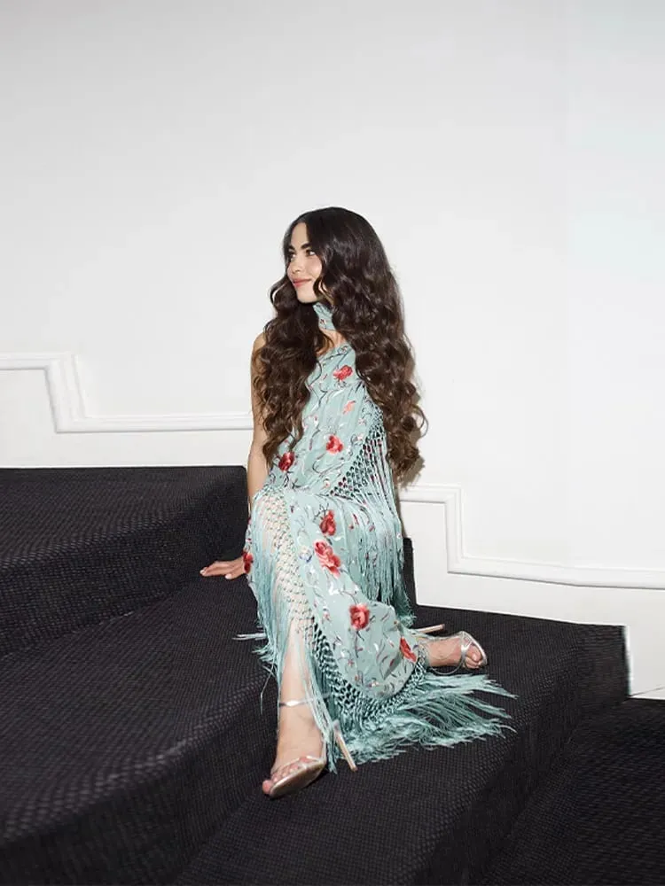 Print Tassels One-piece Long Dress Women Elegant Scarf Collar Sleeveless Backless Slim Party Dresses New Fashion Ladies Vestidos — image 7