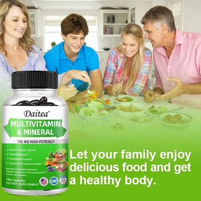 Multivitamin Capsules with Mineral Supplement To Provide Energy Prostate Skin and Eye Health Immune Support for Women and Men