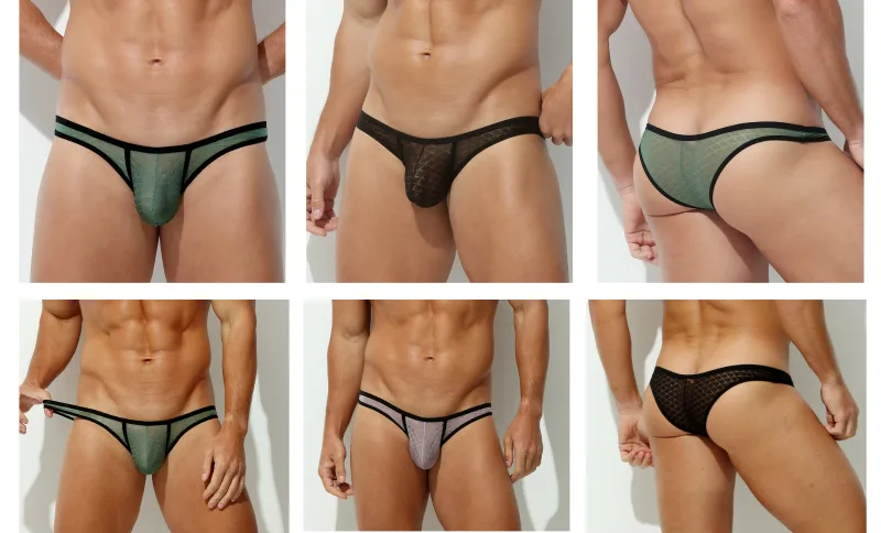 Men's Underwear Sexy Low Waisted Comfortable Triangle Pants Ice Silk Mesh Transparent Briefs