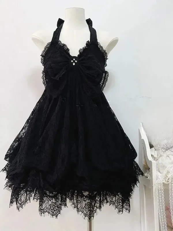 French Style Sweet Cute Polka Dot Splicing Dress Lace Bow Korean Fashion Dresses New Design Slim Waist Lady Y2k Mini Dress — image 8