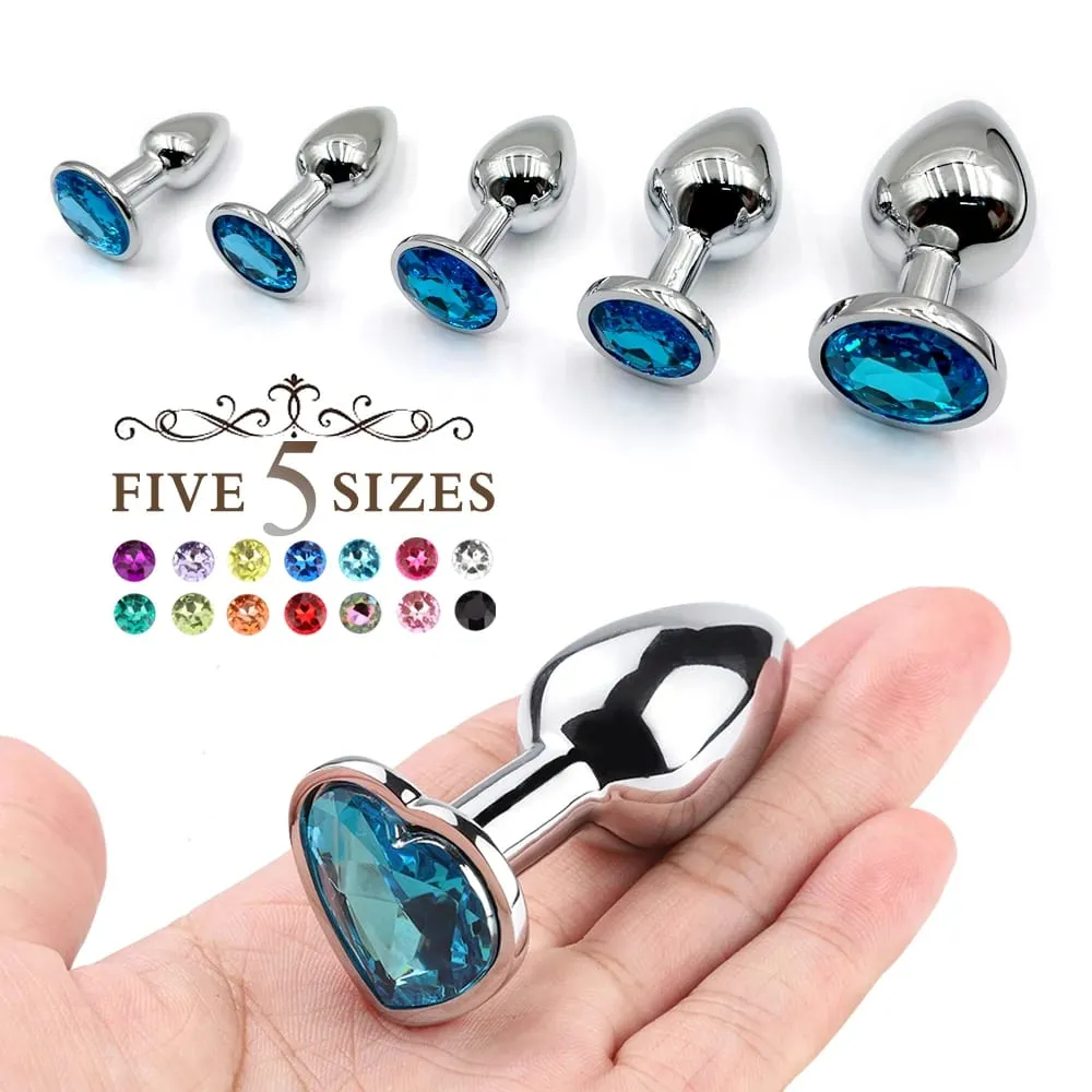 Metal Anal Plug With Gem Base Beginner To Expert 5 Size Butt Plug G-Point Massage Dildos Female/Male Couples Adult Sex Toys — image 1