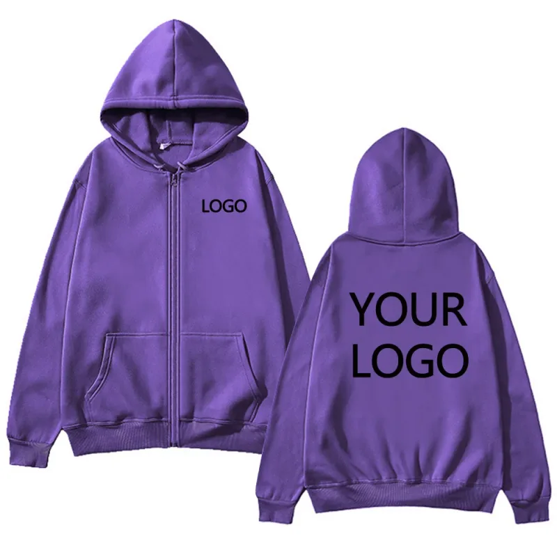 DIY Personalised customised logo men's street hoodie zip front sports sweatshirt women's casual knitted hoodie couple's gift — image 16