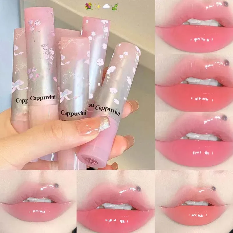 Mirror Glass Solid Lip Gloss Water Light Round Tube Lasting Moisturizing Lipstick Natural Nude Peach Tint Jelly Lip Glaze Makeup — image 3