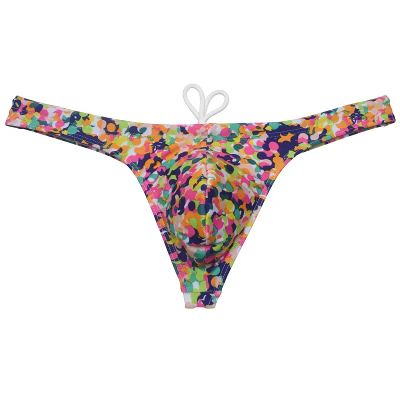 Sexy Swim Thong Men's Swimwear Bikini Briefs Drawstring Quick-dry Elastic Underwear Pouch Beach Tangas Surfing Poolside