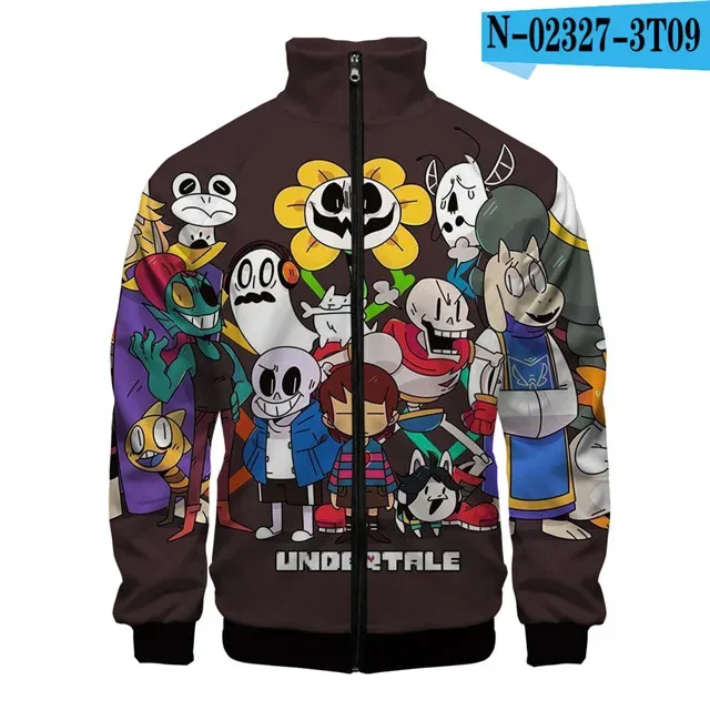 Luxuriöse beliebte Sans Undertale 3D-Druck-Reißverschluss-Raglanjacke Windjacke Jungen/Mädchen Bequeme Stehkragenjacken Mäntel