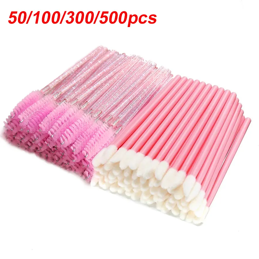 50/100/300/500pcs Eyebrow Eyelash Brushes Eyelash Spoolies Mascara Wands Applicator for Eyelash Extension Makeup Tool LAUKISS — image 1