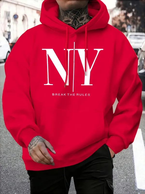 Infrangi le regole Sì No Stampe Felpe in pile autunnali Felpa con cappuccio da jogging morbida da uomo Street Comodi pullover Sport Abbigliamento sportivo allentato — image 3