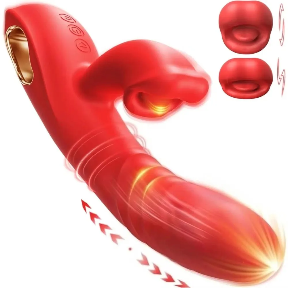 2v1 Thrusting Vibrator G bodové dildo na olizování pochvy pro ženy Sexuální hračka s králičím jazykem Stimulátor klitorisu Anální zátka Potřeby pro dospělé — image 1