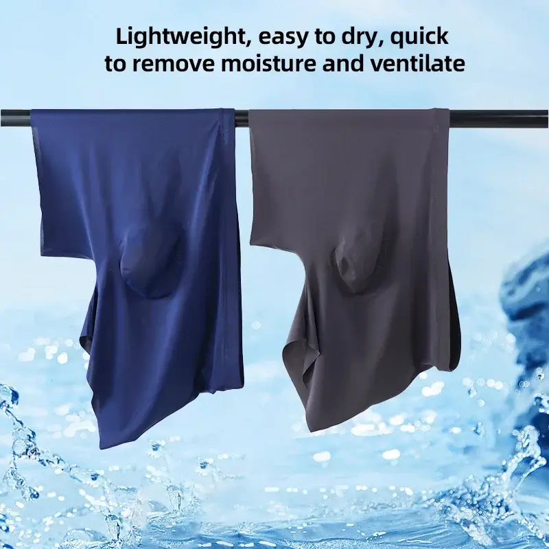 4 sztuk/partia mężczyźni letnie bokserki lodowy jedwab L-4XL bezszwowa bielizna solidne kalesony spodenki ultracienkie oddychające seksowne majtki — image 3