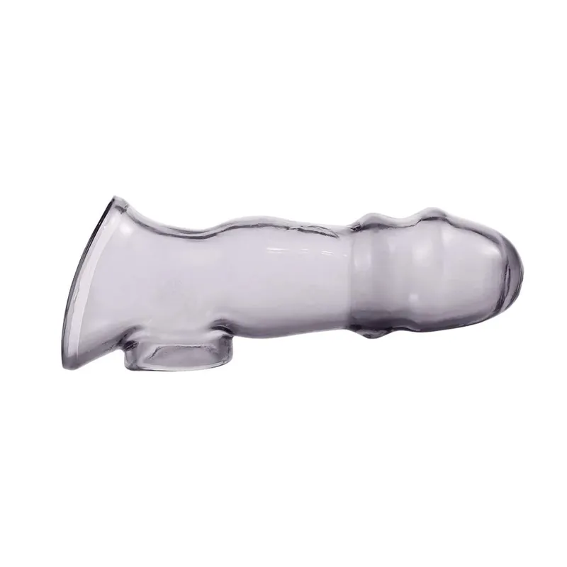 Clear Soft Realistic Penis Sleeve Firmly Cock Enlargement Extender Sheath Reusable Condom Male Dildo Enhancer Erotic Sex Product