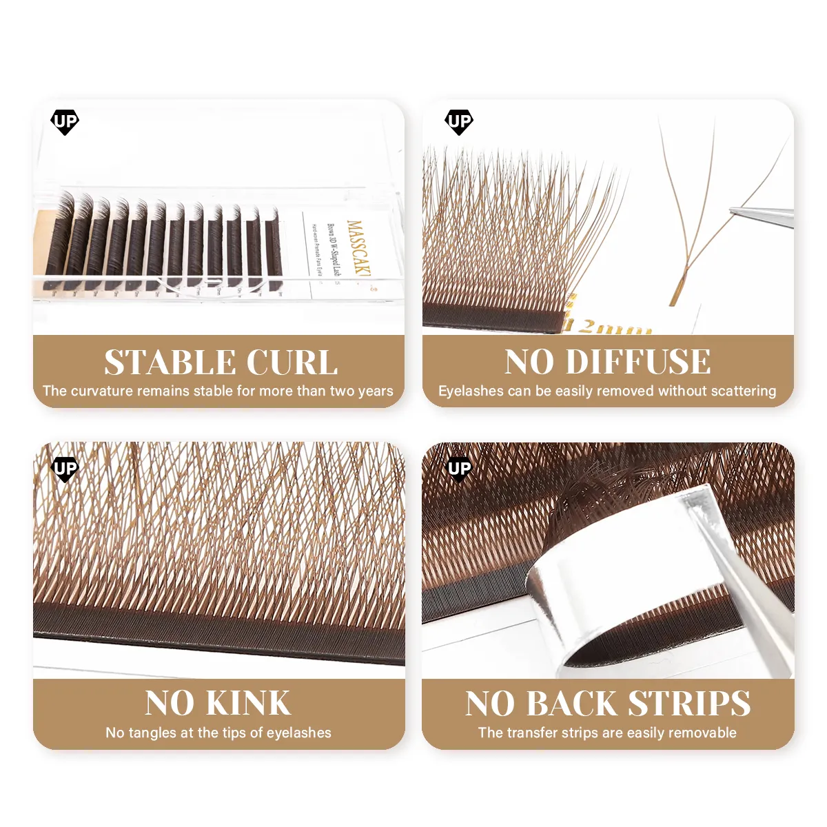Brown 3D/4D/5D W-Shaped Eyelash Extensions 8-15mm Mix Length Hand-woven Premade Volume Fans Eye Lashes Makeup Products — image 7