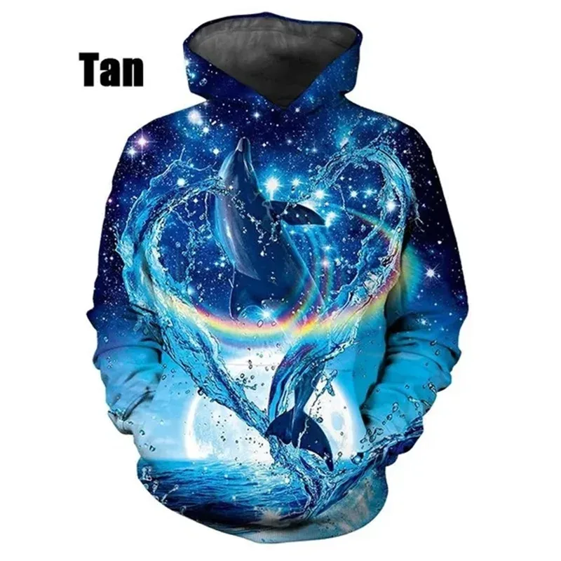 Hot Sale 3D Printing Dolphin Graphic Hoodies Casual Pullover Sweatshirts For Men Women Streetwear Oversized Hoodies For Kids — image 3