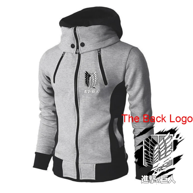 2025 Japanese Anime Jacket Spring And Autumn Man's Stand-Up Collar Hoodies Attack on Titan Logo Print Sports Comfortable Coat — image 6