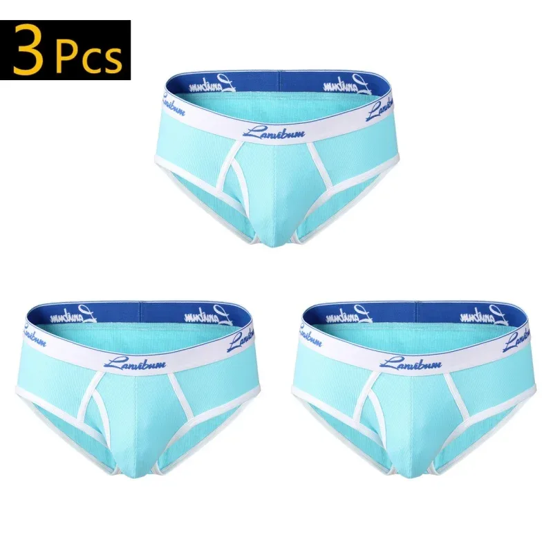1/3 PCS New Men's Underwear Mid Waist Thread Cotton Breathable Solid Color Youth Underwear Men's Triangle Pants