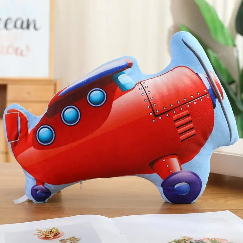 Public Transportation Colorful Plush Pillow Stuffed Excavator Motorbike Tank Airplane Sofa Room Decor Cushion Men Present — image 13