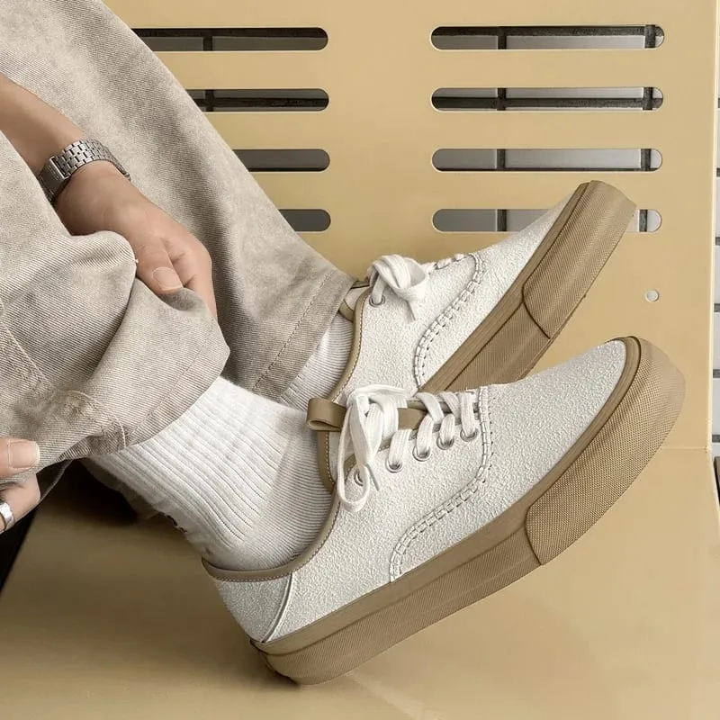 Men Board Shoes Spring Summer Casual Sneakers Moc Toe Stitching Detail Retro Flat Sole Canvas Texture Commute Footwear — image 6