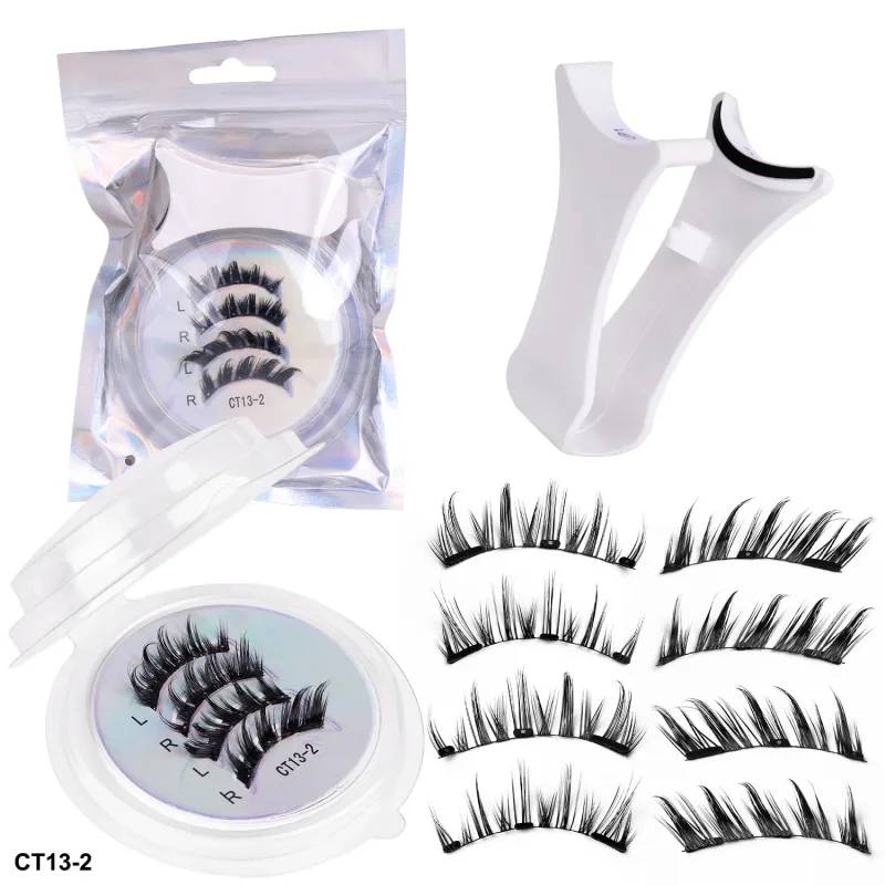 2Pairs Magnetic Eyelashes Thick Cat False Eye Lashes Makeup Set Reusable Glue-free Flully and Curly Customized And Wholesale — image 9