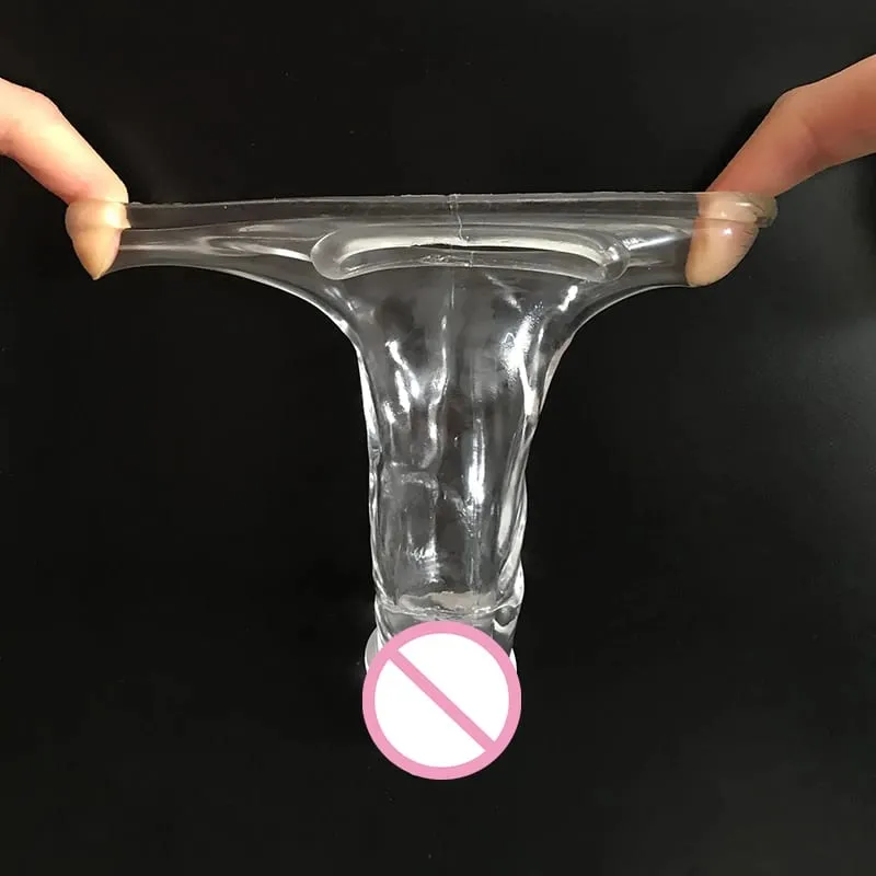 Highly Elastic Crystal Condom Reusable Penis Extender Sleeve Delay Ejaculation Penis Enlargement Intimate Goods Sex Toys For Men