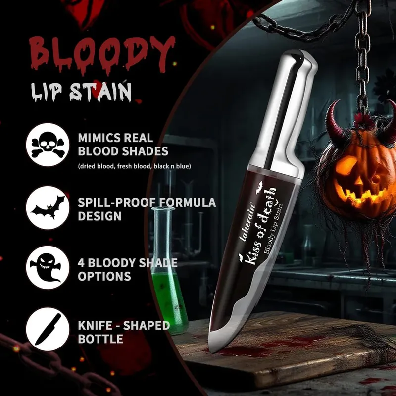 Halloween Matte Lip Stain Liquid Lipstick Dark Shades Lip Tint Smudge‑Resistant Lip Gloss Cosplay Party Long‑Wear Lip Makeup