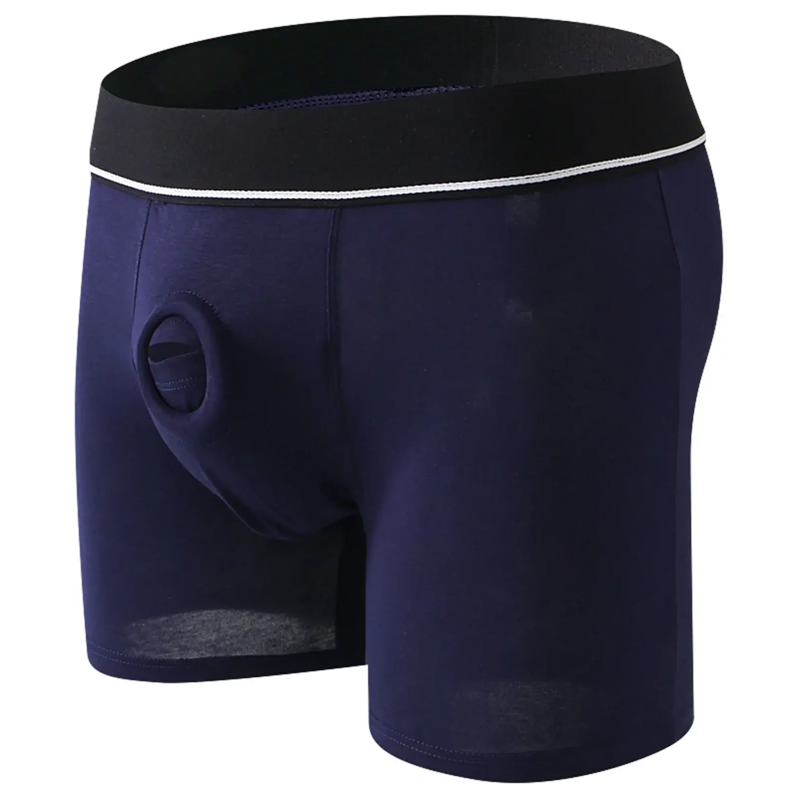 Cock Ring Männer Sexy Jock Loch Boxer Cockring Mann Shorts Unterwäsche Baumwolle Höschen Offene Tasche Unterhose Lange Boxershorts — image 3