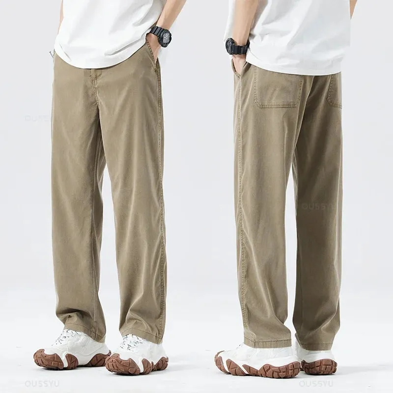 Summer Thin Soft Lyocell Fabric Jeans Men Loose Straight Wide Leg Pants Drawstring Elastic Waist Casual Trousers Plus Size M-5XL — image 13