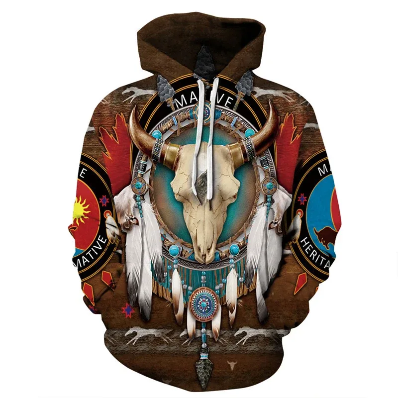 Fashionable 3D Printed Bohemian Pattern Men's Top Fashionable Men's Loose Large Sports Hoodie Street Retro Long Sleeve Hoodie — image 4