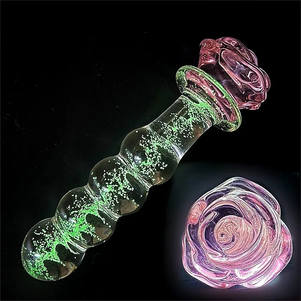 빛나는 유리 딜도 라구 딜도 로즈 아날 플러그 어두운 엉덩이 플러그에 빛나는 항문 구슬 침투 항문 커플 놀이 성인 섹스 토이 Joinjjtoy — image 2