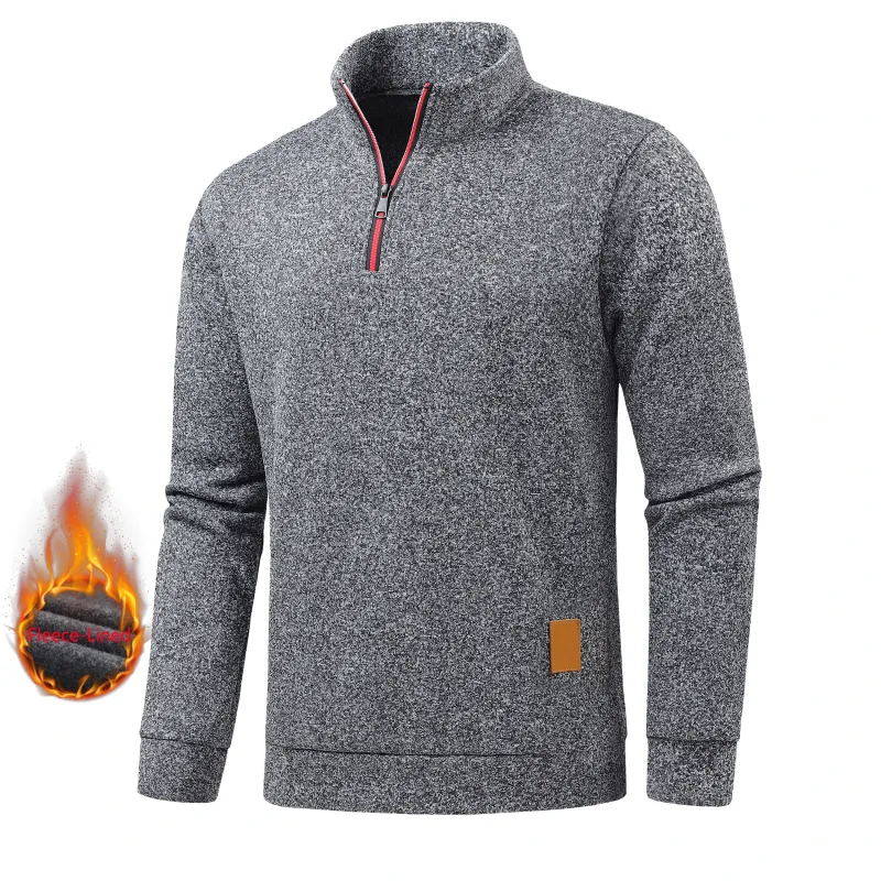 Autumn Men's Half-Zip Sweatshirts Long-Sleeved Solid Color Pullovers Turtlenecks Streetwear Winter Warm Jackets Sports Coat