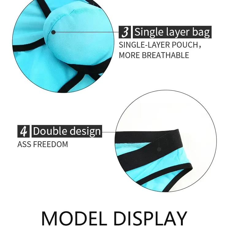 Fashion Solid Color Men Underwear Mesh Breathable Briefs Underpants Low Waist Trunks Male — image 11