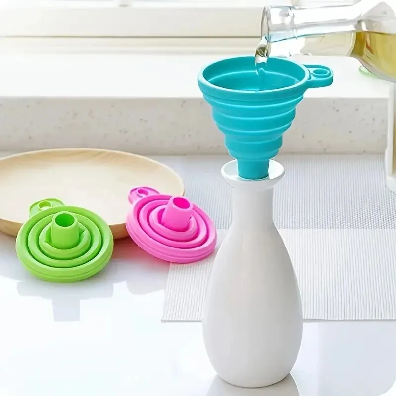 Silicone Folding Funnel Multifunctional Portable Mini Kitchen Retractable Oil Leak Household Liquid Dispenser Kitchen Utensils — image 7