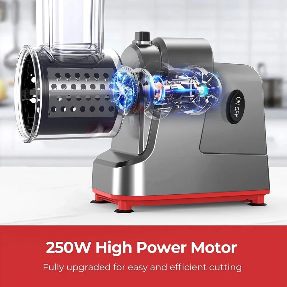 Cortadora de verduras eléctrica 5 en 1 de 250W, trituradora automática para ensaladas, rallador de queso, cortador de repollo y zanahoria JT253 — image 5
