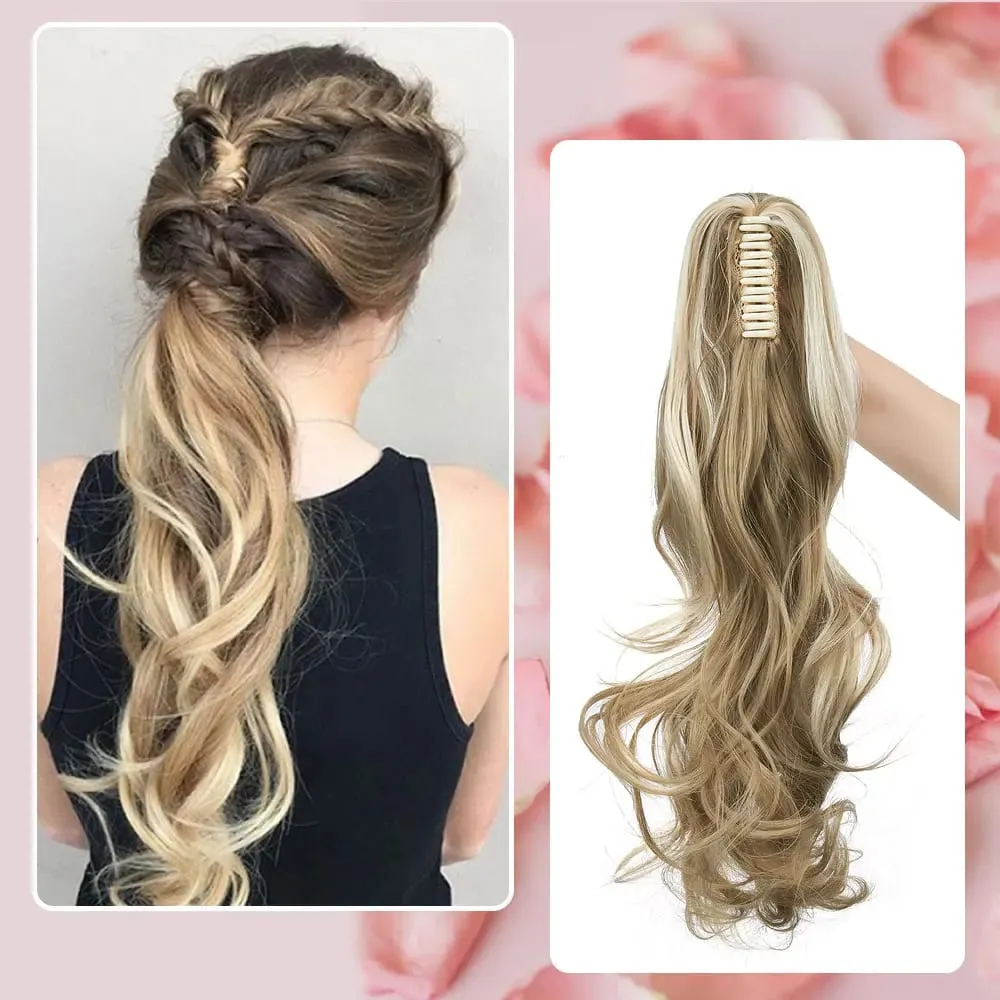 18" Ponytail Extension Synthetic Claw Clip in Hairpiece Curly Wavy Ponytail Hair Extensions Long Pony Tail Hairpiece for Women — image 14