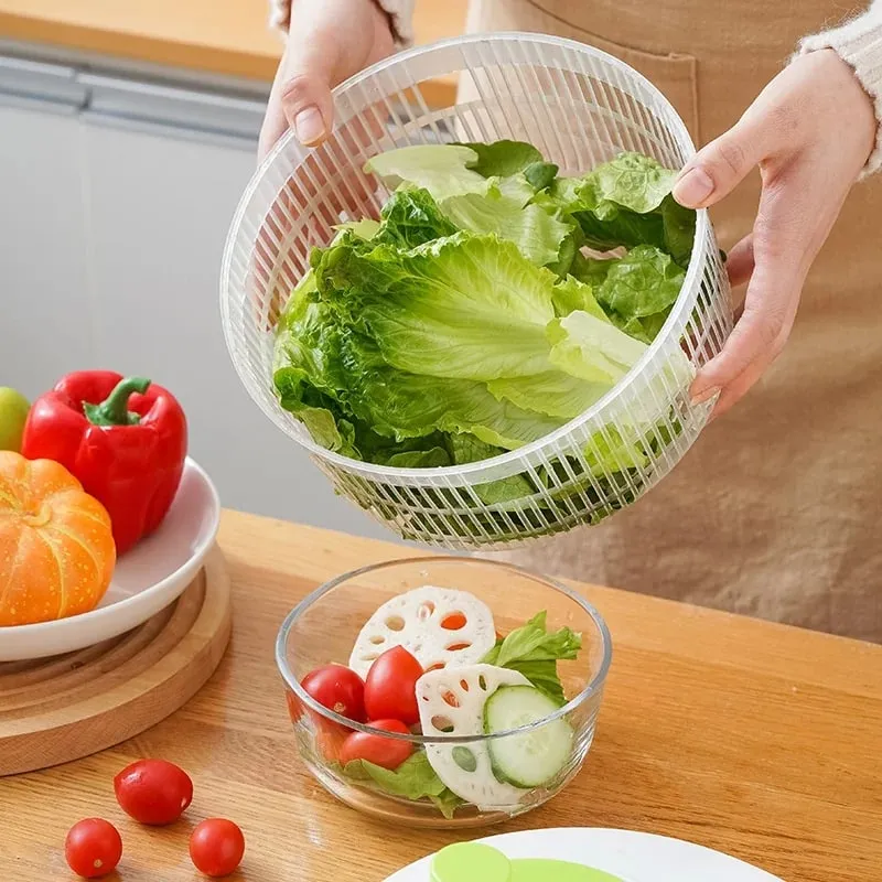 Multifunctional Household Manual Vegetable Dehydrator - Salad Spinner with Fruit Lettuce Drain Basket | Home Kitchen Gadgets