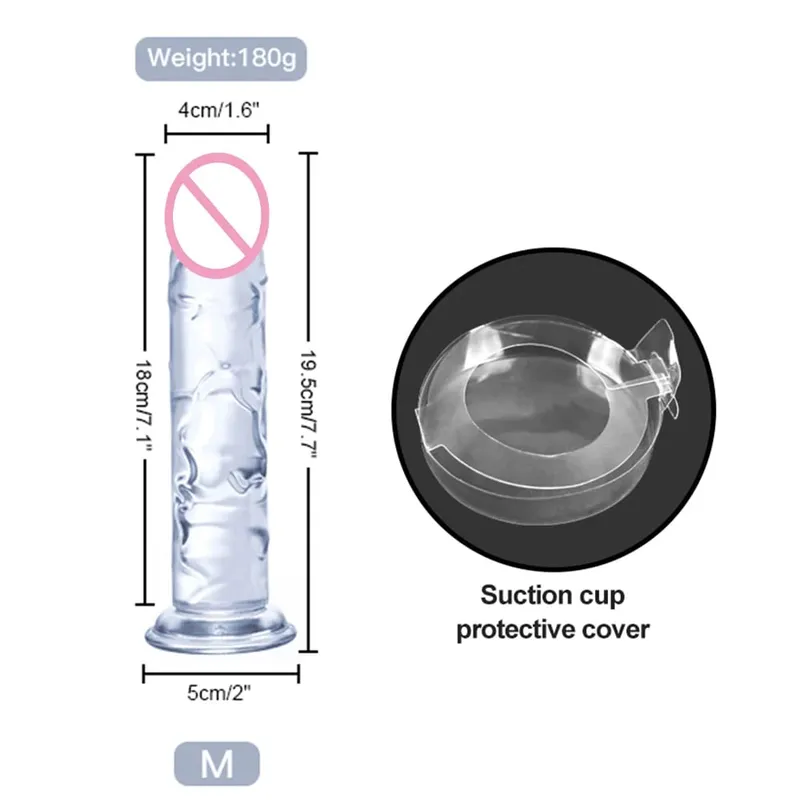 Transparent Big Dick 6 Sizes Realistic Jelly Dildo Soft Vaginal Masturbators Women Gay Penis Anal Sex Toys Suction Cup — image 9