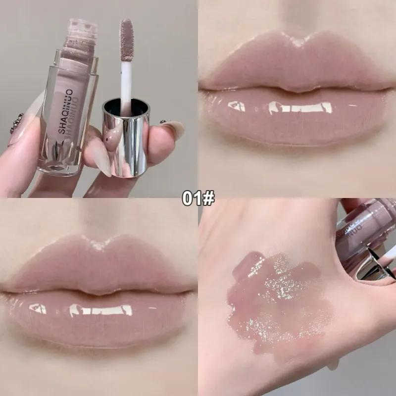 NEW Water Glazed Mirror Lip Gloss Makeup Crystal Nude Jelly Moisturizing Lip Glaze Long Lasting Black Liquid Lipstick Cosmetics — image 8