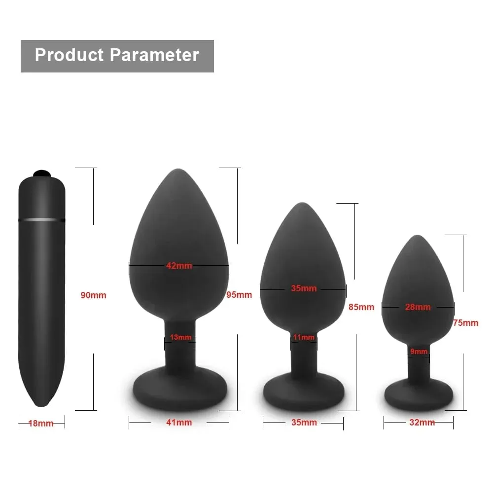 4pcs Soft Silicone Anal Plug Mini Erotic Bullet Vibrator Butt Plug Sex Toy for Men Women Gay Couples Anal Prostate Stimulator — image 2