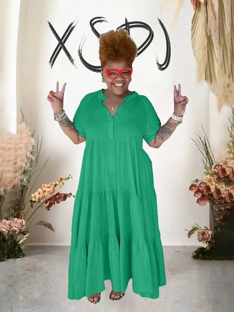 Loose Knit Dress Solid Color Smmer Elegant Long Dresses for Women Casual Ladies Straight Midi Dress Wholesale Dropshipping