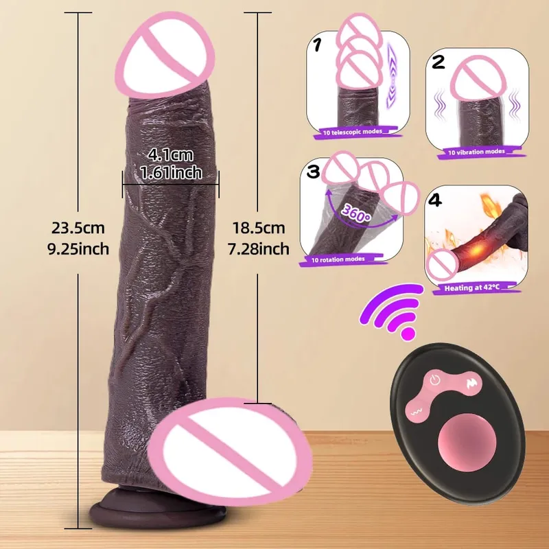 Telescopic Vibrator Dildo Heating Realistic Big Penis Female Vagina Massager Anal Plug Masturbator Sexy Adult Sex Toys For Women