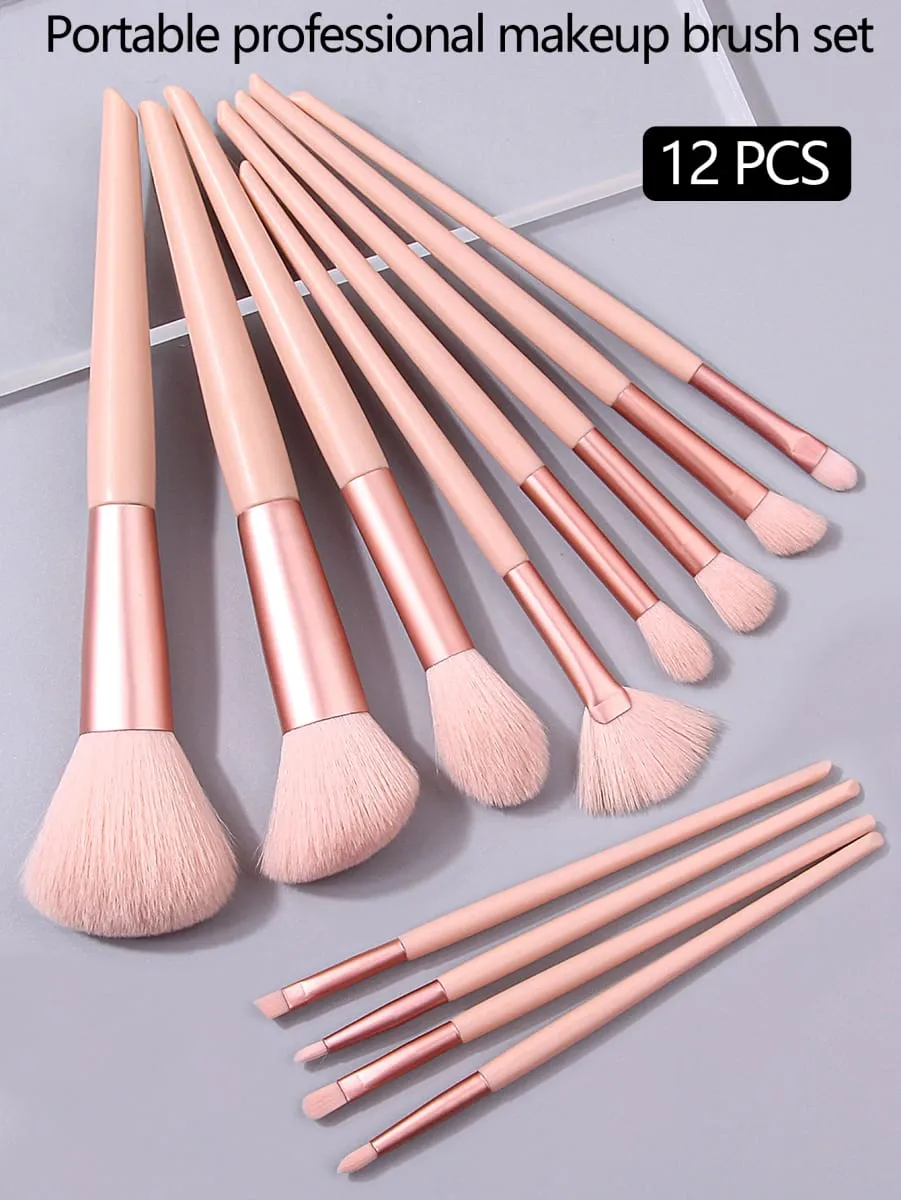 12Pcs Pink Makeup Brush Set Make Up Concealer Blush Powder Brushes Eye Shadow Highlighter Foundation Brush Cosmetic Beauty Tools — image 2