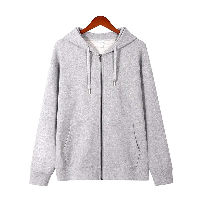 2026 autumn and winter new men's hooded zipper sweater solid color — image 3