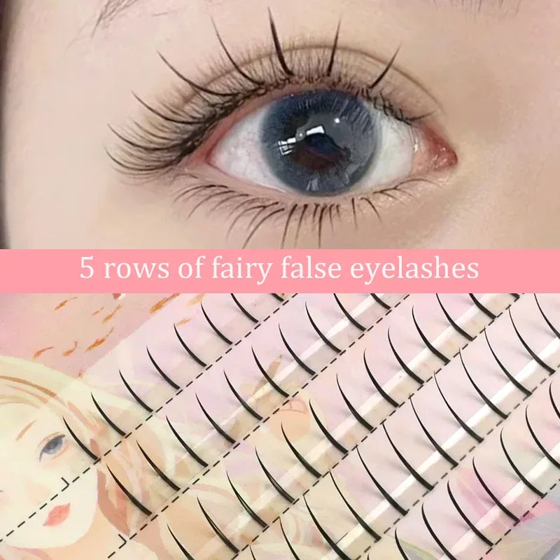 Anlinnet Fishtail + A-type Mixed Hair Five Rows Mixed Natural False Eyelashes Self-Grafting Single Cluster Eyelashes Eye Lash Fa — image 6