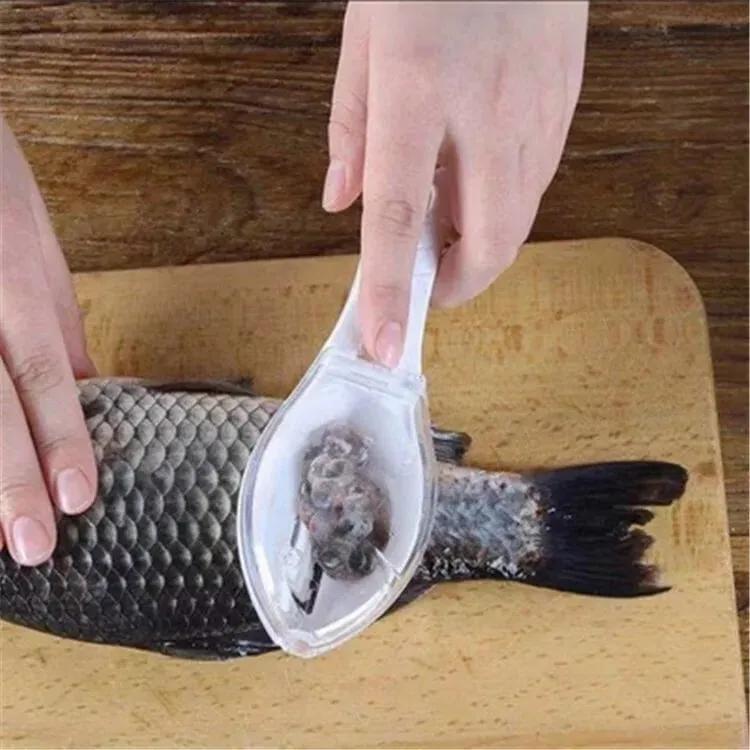 Use a Cover-Equipped Fish Scale Scraper Manual Fish Scale Remover Kitchen Fish Scale Scraper Manual Tool for Removing Fish Scales.