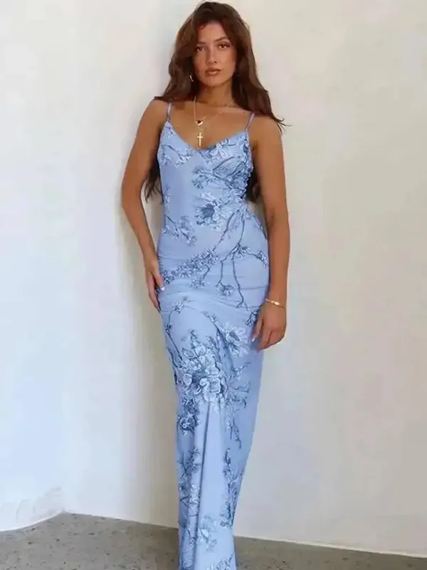 Townlike Elegant Long Maxi Dress Women Spaghetti Strap 2023 Summer Dress Slim Bodycon Backless Nightclub Sexy Party Dresses