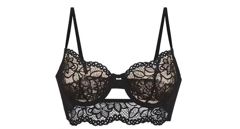Conjunto de sujetador de encaje francés con aros suaves, realce para busto pequeño, lencería antiflacidez ligera y cómoda, tallas AU MOYISU-Sexy AB — image 10