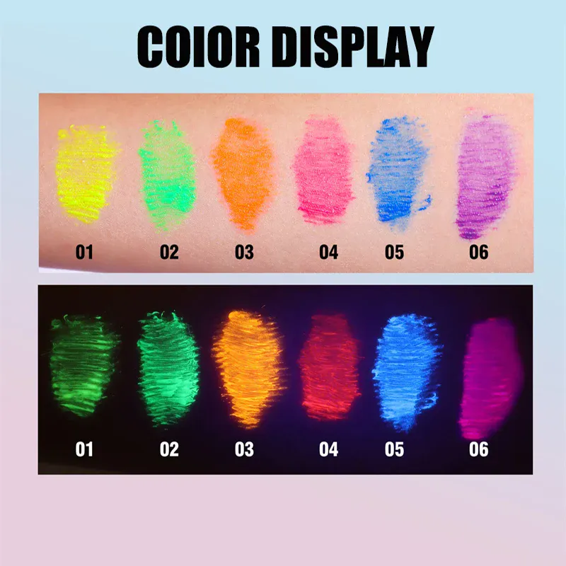 Fluorescence Mascara Waterproof No Blooming Fast Dry Colorful Neon Eyelashes Curling Yellow Blue Lengthens Eye Lashes Cosmetics — image 6