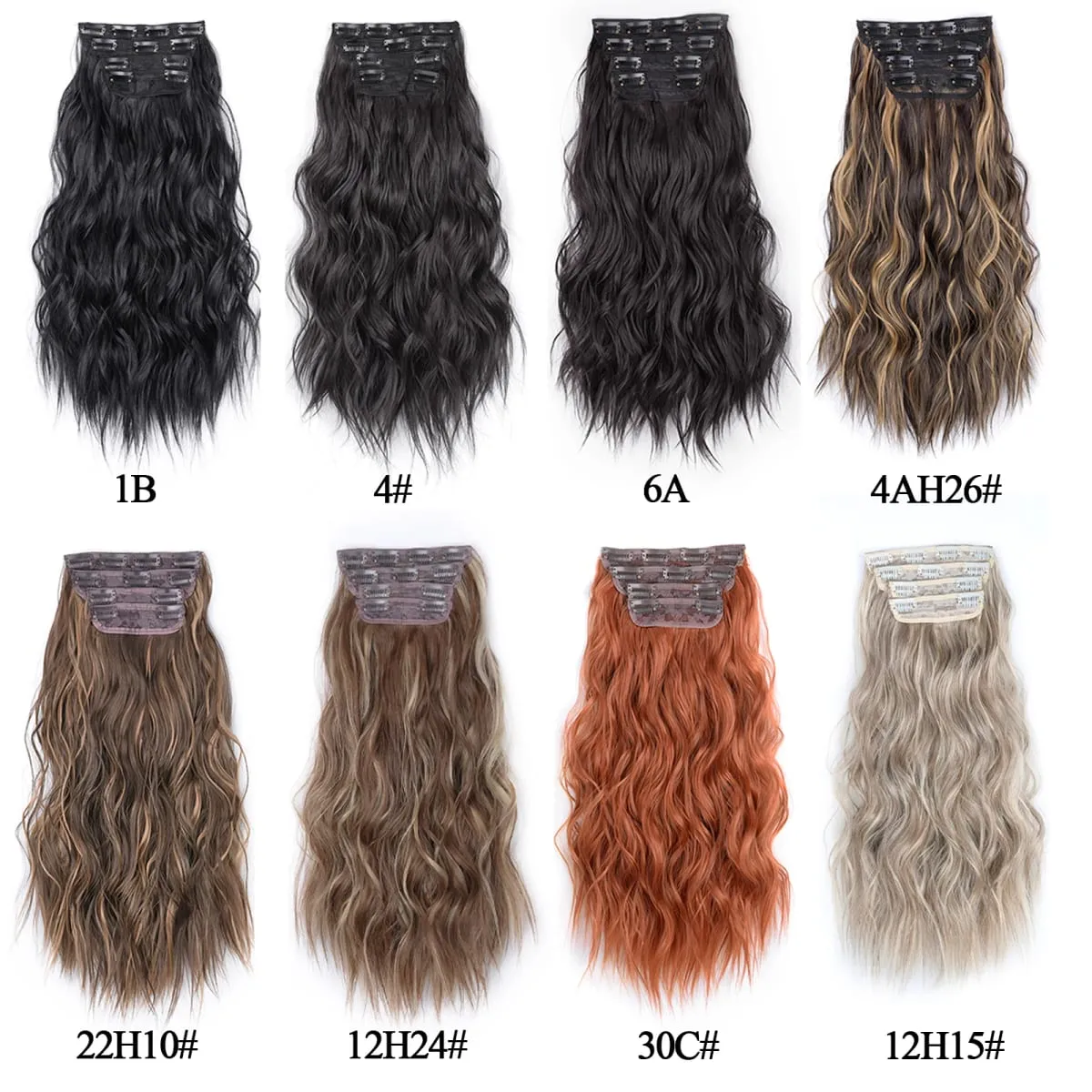 linwan Clip In Hair Extensions 4 PCS Full Head 20 Inch Long Curly Wavy Synthetic Hair Pieces Natural Wavy For Women Girls Hair — image 6