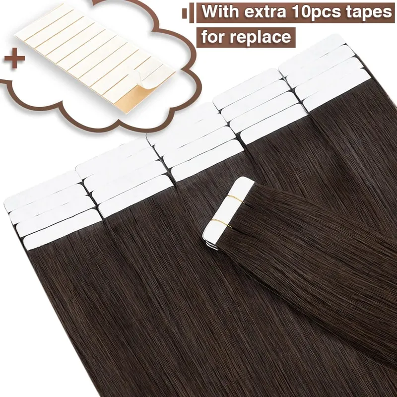 S-noilite 2.5g/pc Thick Tape In Human Hair Natural Hair Extensions Adhesive Seamless Invisible US Double Sides Replacement Tape