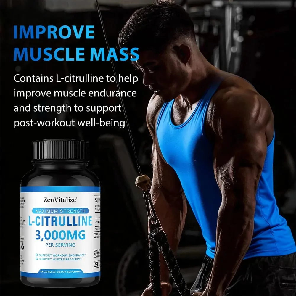 L Citrullin 3000 mg Ergänzungskapseln für Männer und Frauen – Muskelregeneration und Trainingsausdauer – vegan, gentechnikfrei — image 3