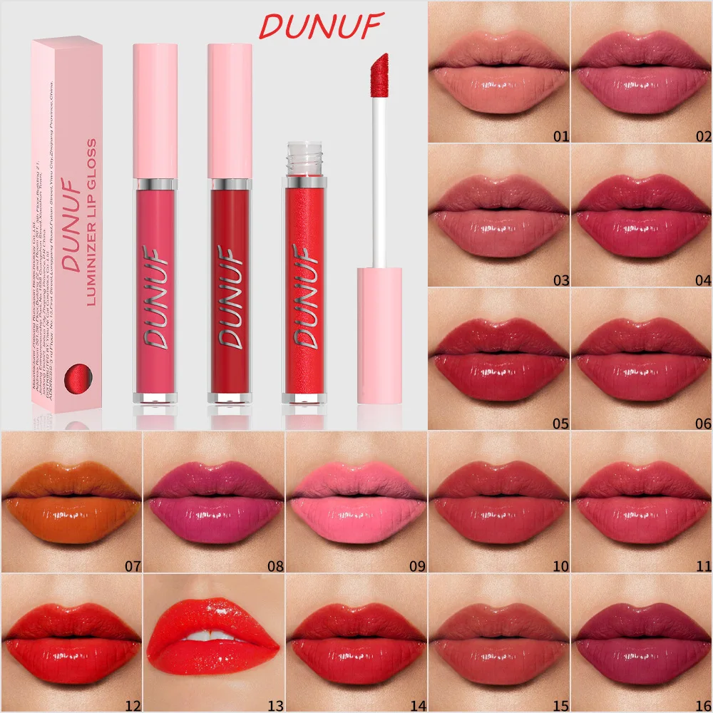 Water Light Lip Glaze Mirror Glass Nude Pink Brown 16 Colors Highly Pigmented Lip Gloss Hydrating Sexy Red Lipstick Makeup — image 4